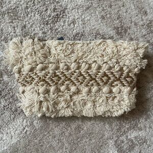 Universal Thread Cream and Brown Textured Clutch